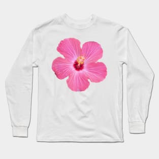 Dark Pink Hibiscus Flower Long Sleeve T-Shirt